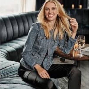 NWT White House black market embellished denim jacket